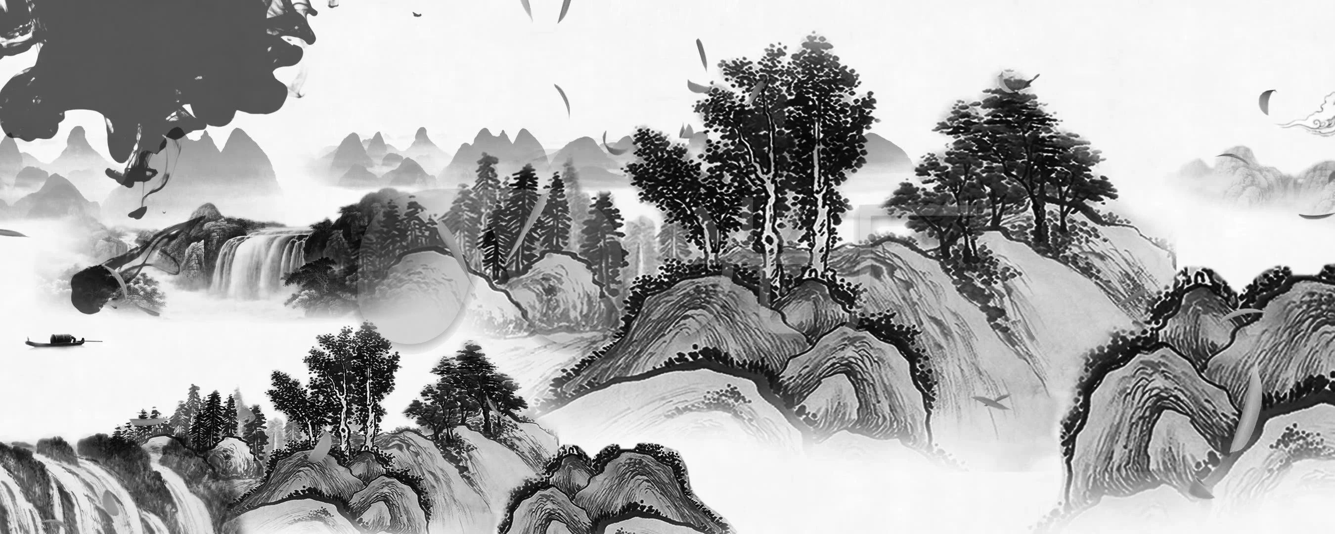【原创】广陵散水墨_2700X1080_高清视频素材下载(编号:2484120)_舞台背景_光厂(VJ师网) www.vjshi.com
